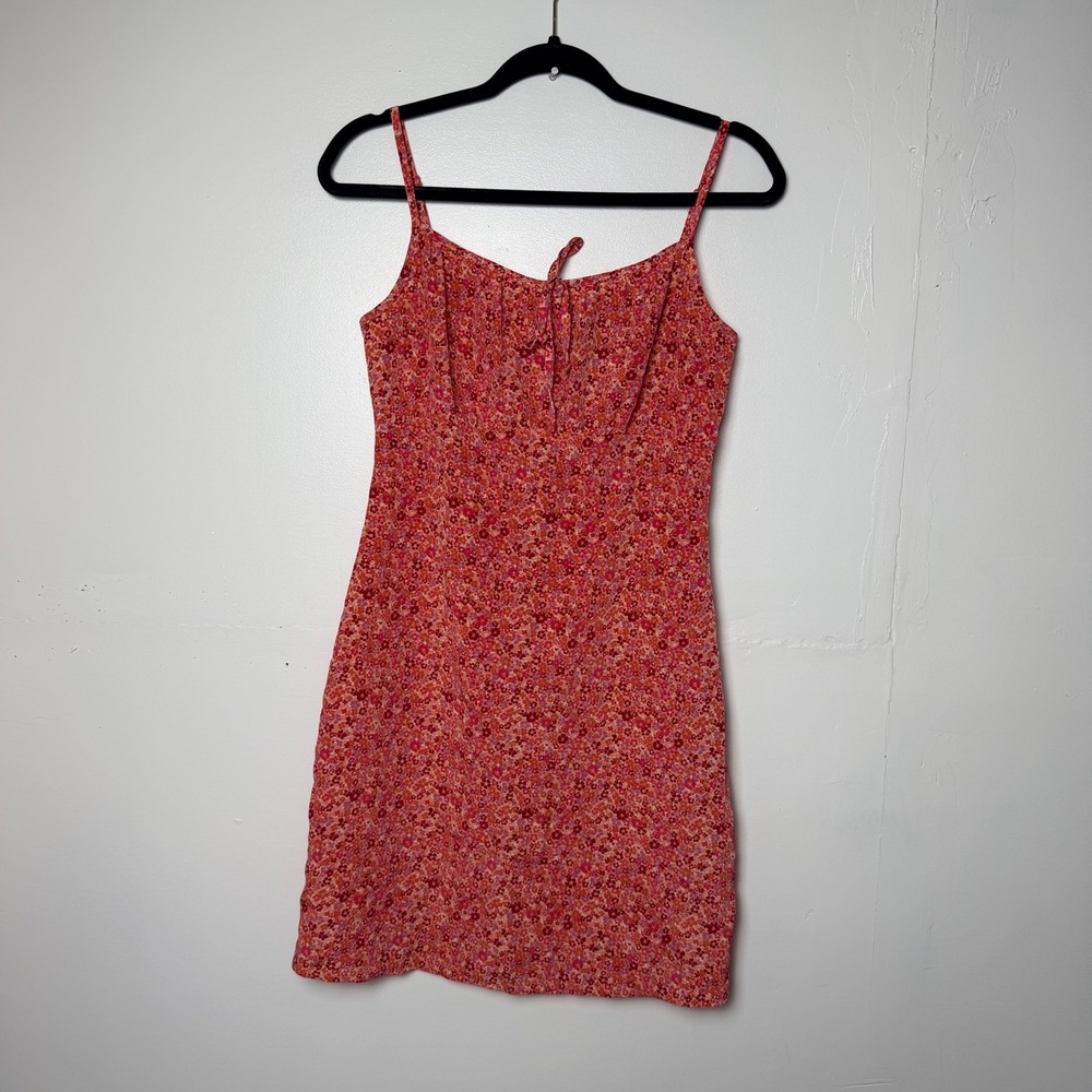Vtg DBY 70s Floral print babydoll mini dress with spaghetti straps sz 3/4